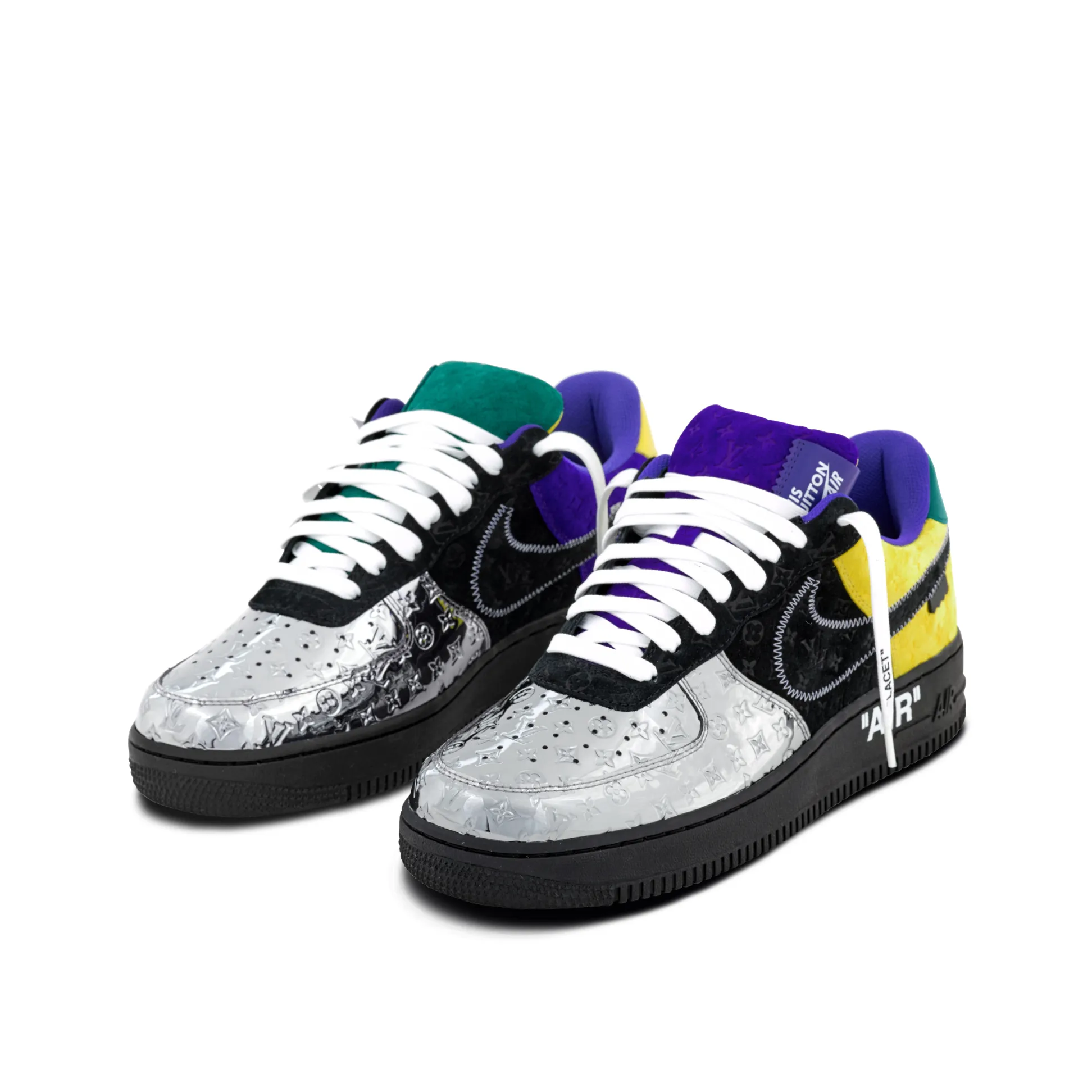 【新商品発売】【今年の新商品】louis vuitton nike air force 1 low by virgil abloh black metallic silver【代金引換】