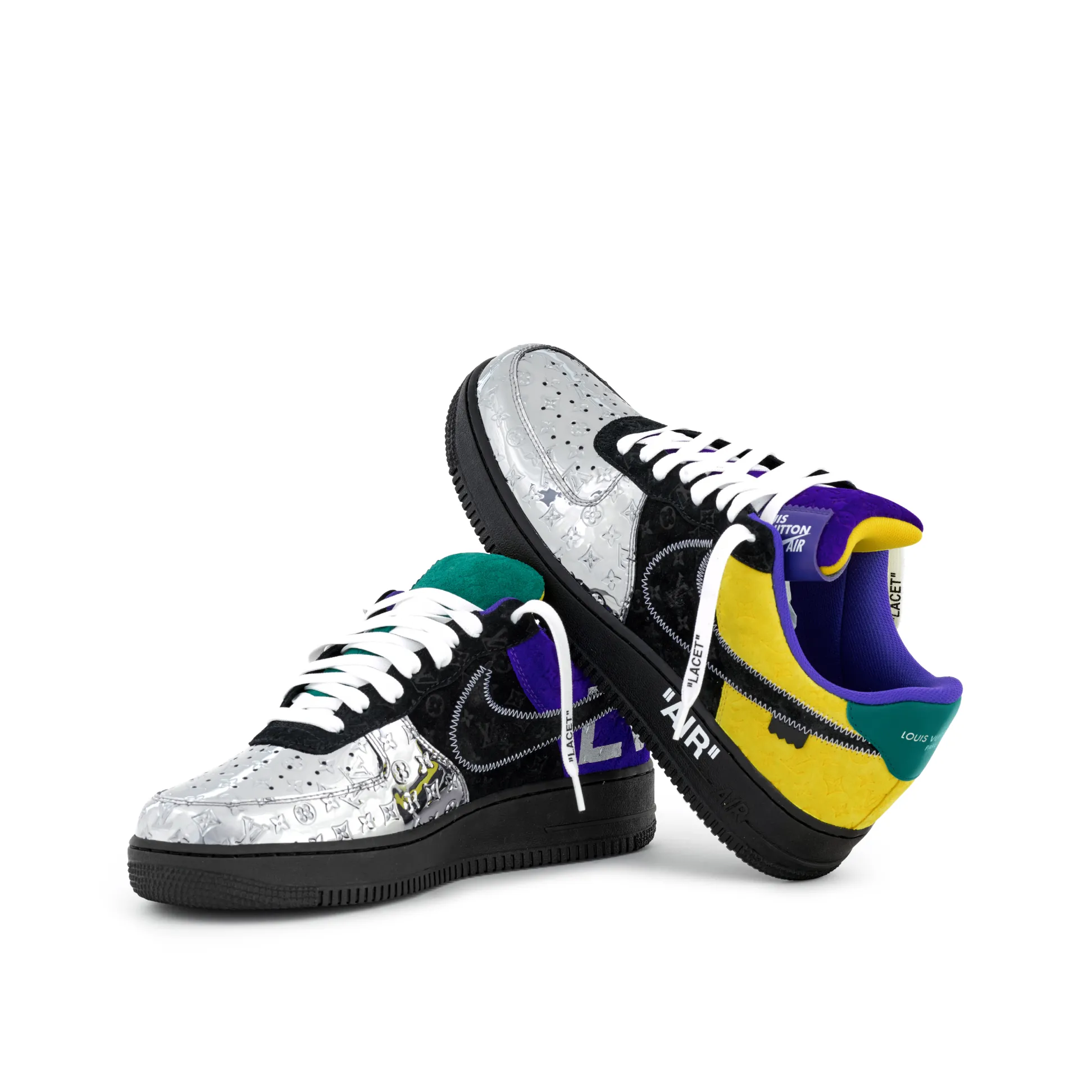 【新商品発売】【今年の新商品】louis vuitton nike air force 1 low by virgil abloh black metallic silver【代金引換】
