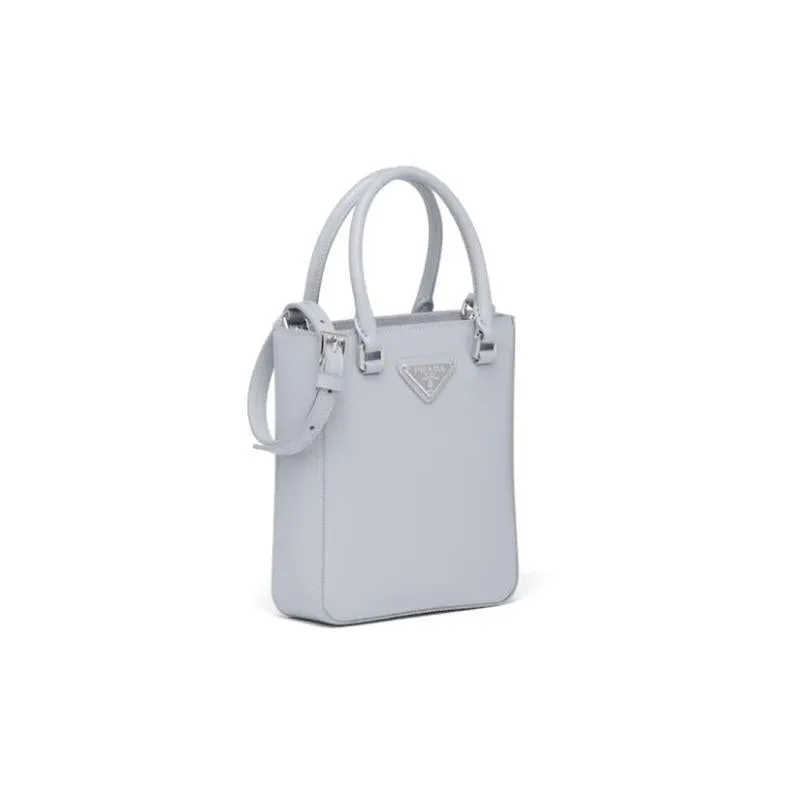 PRADA(プラダ) スモール ブラッシュドレザー トートバッグ ブルー