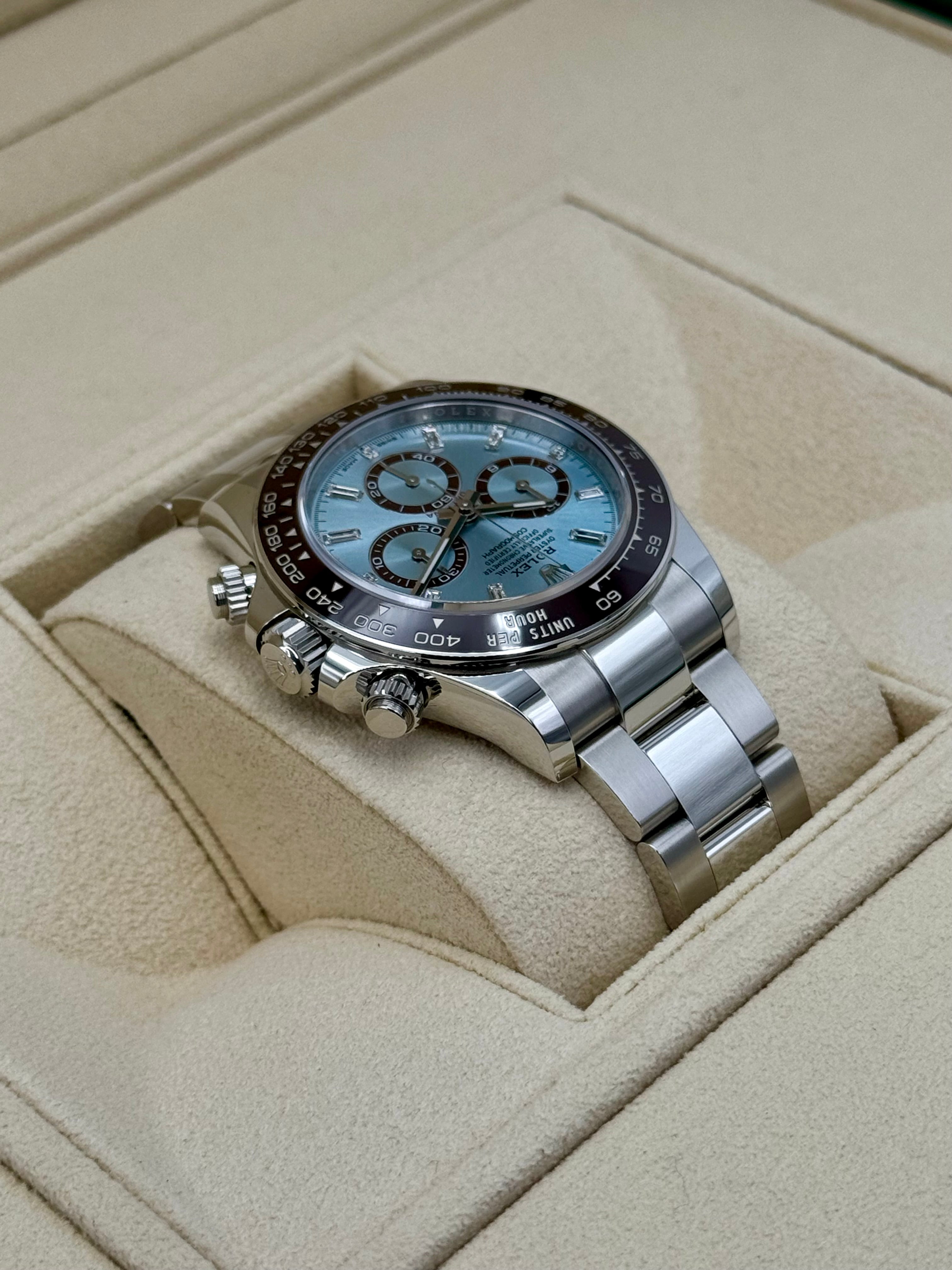 NEWロレックスデイトナ40mm126506プラチナアイスブルーダイヤモンドバゲットダイヤル