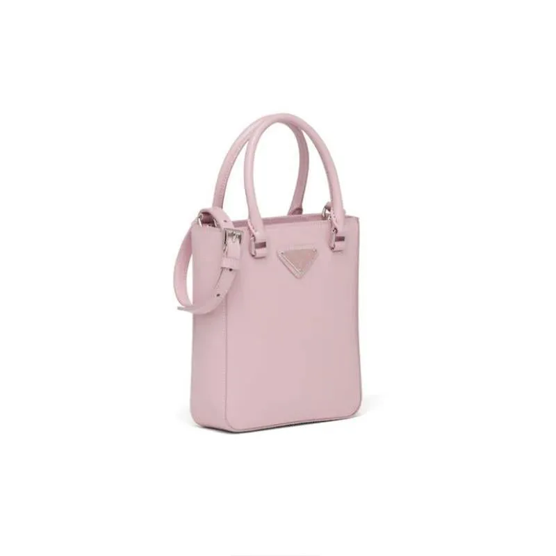 PRADA(プラダ) スモール ブラッシュドレザー トートバッグ ピンク