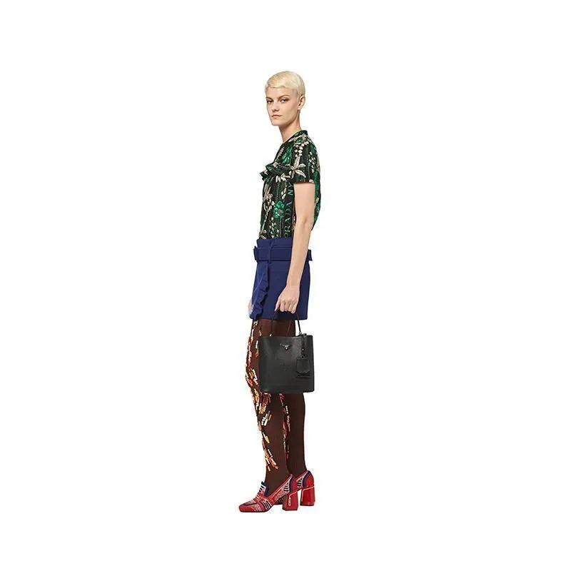 PRADA(プラダ) パニエ サフィアーノレザーバッグ ブラック