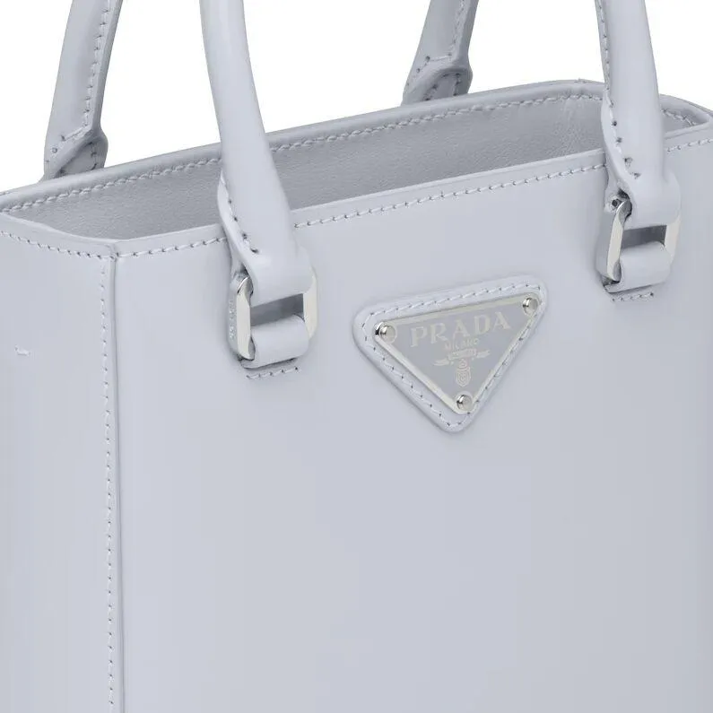 PRADA(プラダ) スモール ブラッシュドレザー トートバッグ ブルー