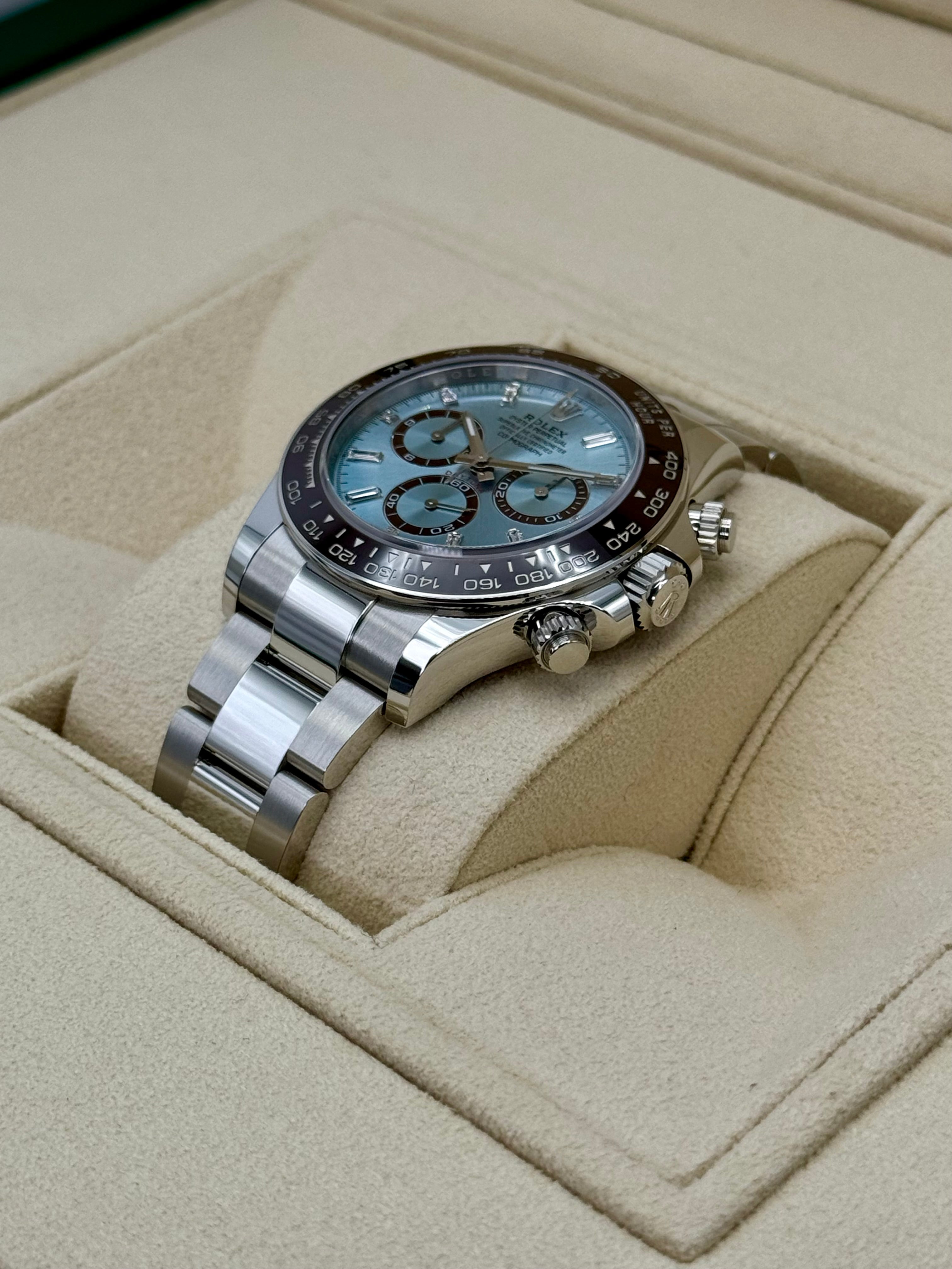 NEWロレックスデイトナ40mm126506プラチナアイスブルーダイヤモンドバゲットダイヤル