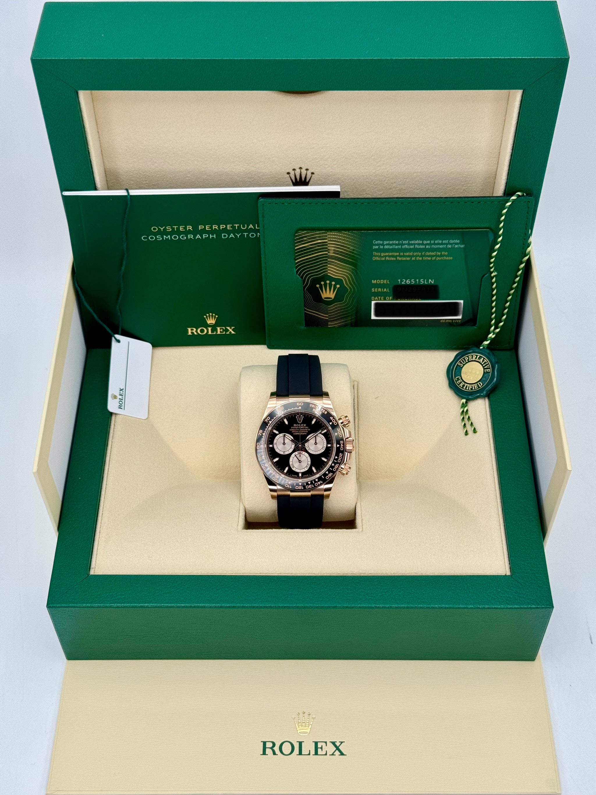 NEW 2024 ロレックスデイトナ40mm 126515LN ローズゴールドオイスターフレックスブラックダイヤル