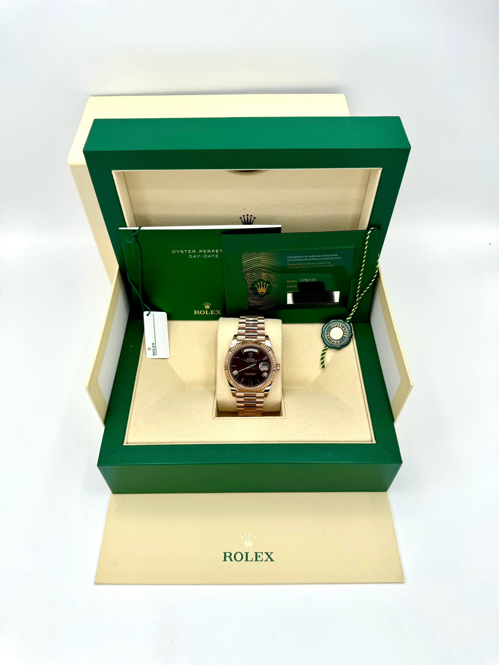 2024 ロレックス デイデイト 40mm 228235 ローズゴールド チョコレートダイヤル