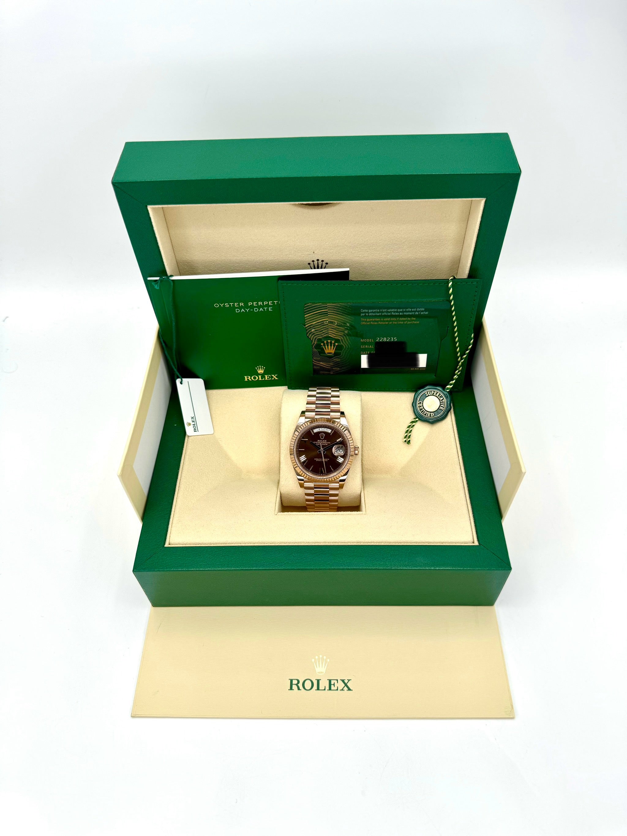 2024 ロレックス デイデイト 40mm 228235 ローズゴールド チョコレートダイヤル