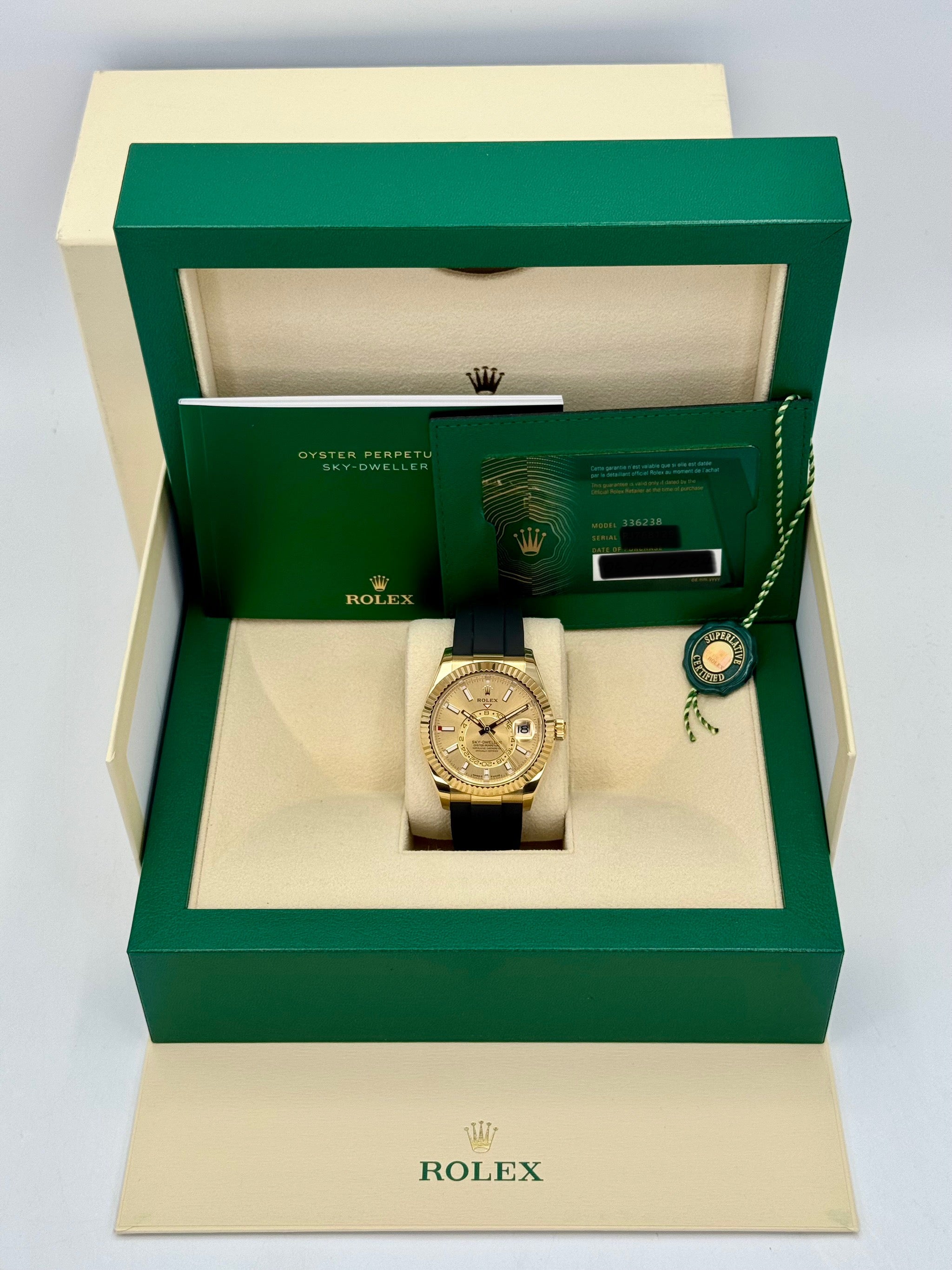 2024 ロレックス スカイドゥエラー 42mm 336238 イエローゴールド オイスターフレックス シャンパンダイヤル