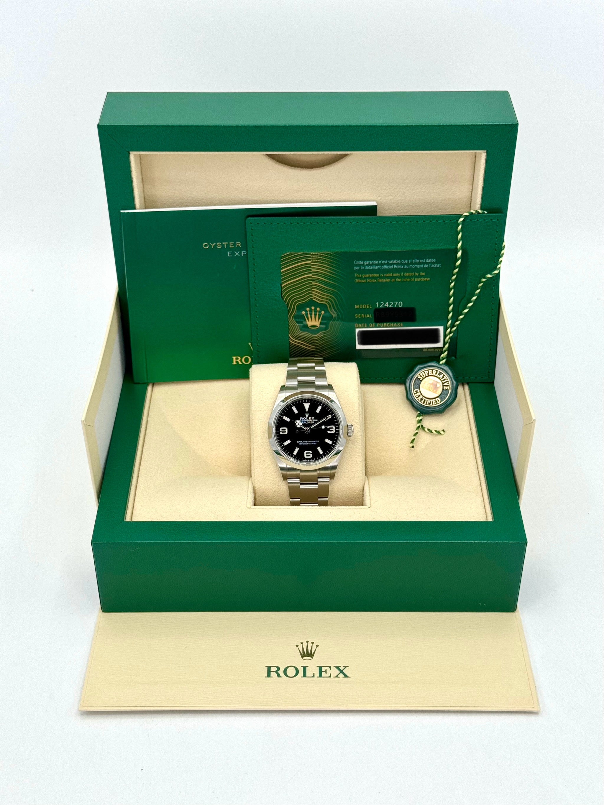 NEW 2024 Rolex Explorer 36mm 124270 ステンレススチール ブラックダイヤル