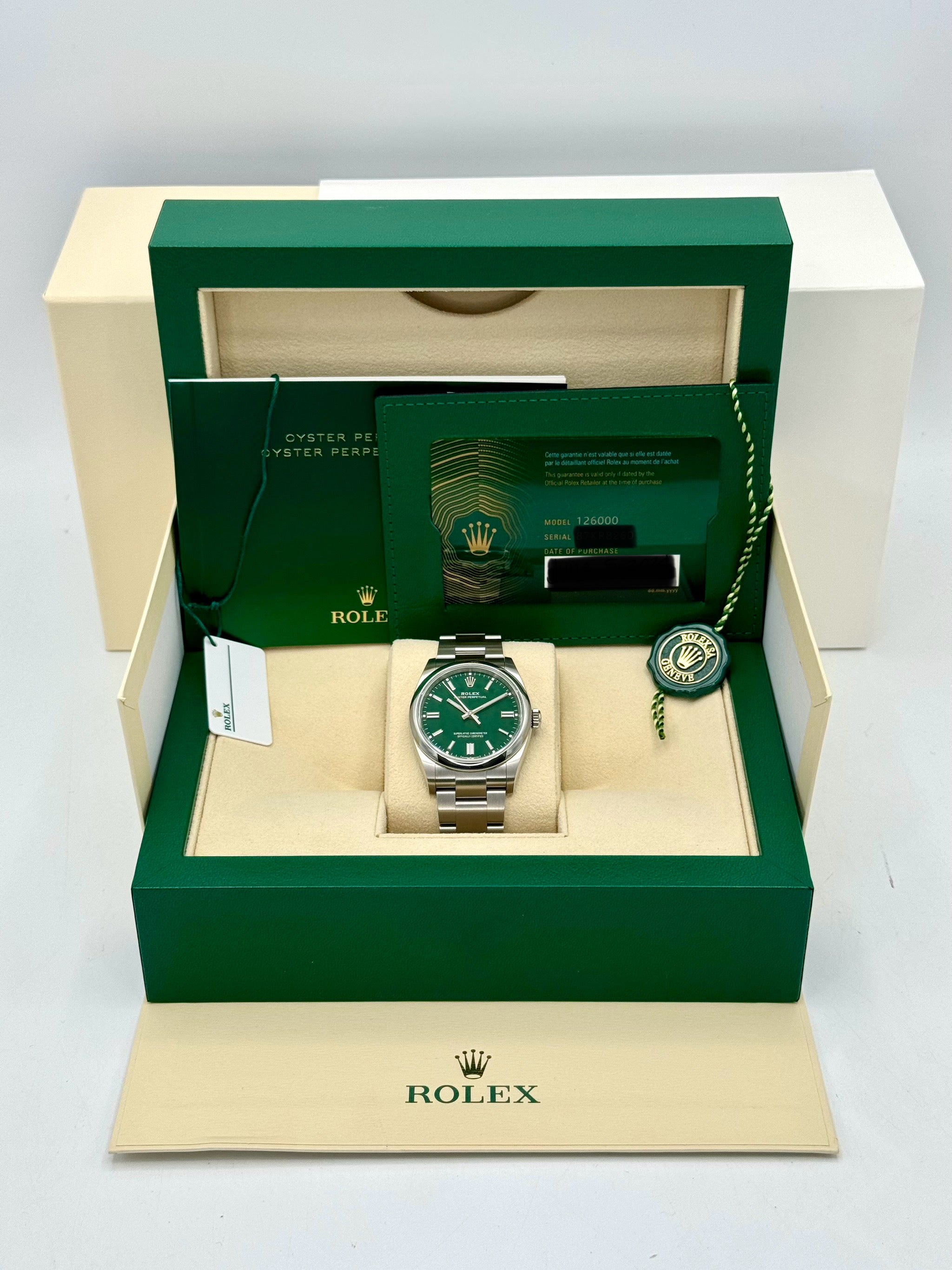 NEW 2024 ロレックス オイスターパーペチュアル 36mm 126000 グリーンダイヤル