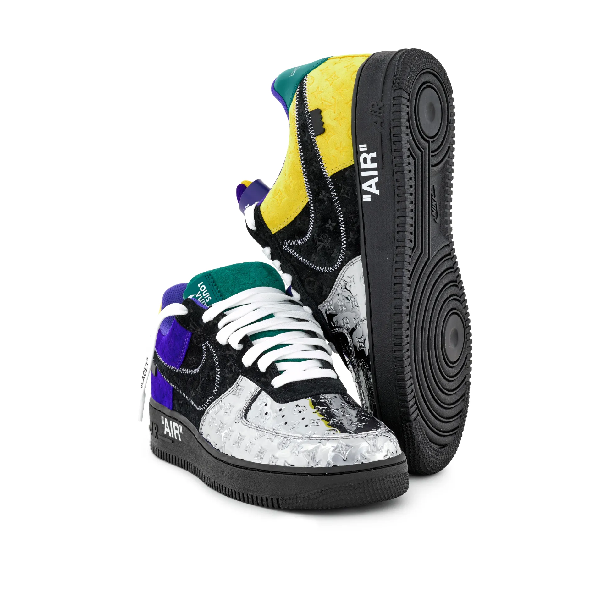【新商品発売】【今年の新商品】louis vuitton nike air force 1 low by virgil abloh black metallic silver【代金引換】
