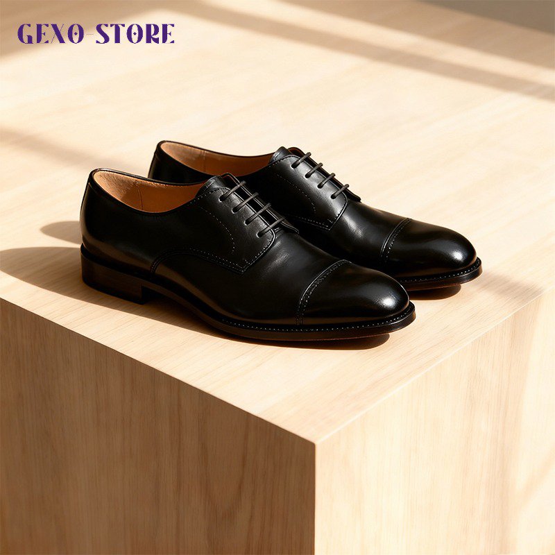 高級牛皮質感商務皮鞋正面展示