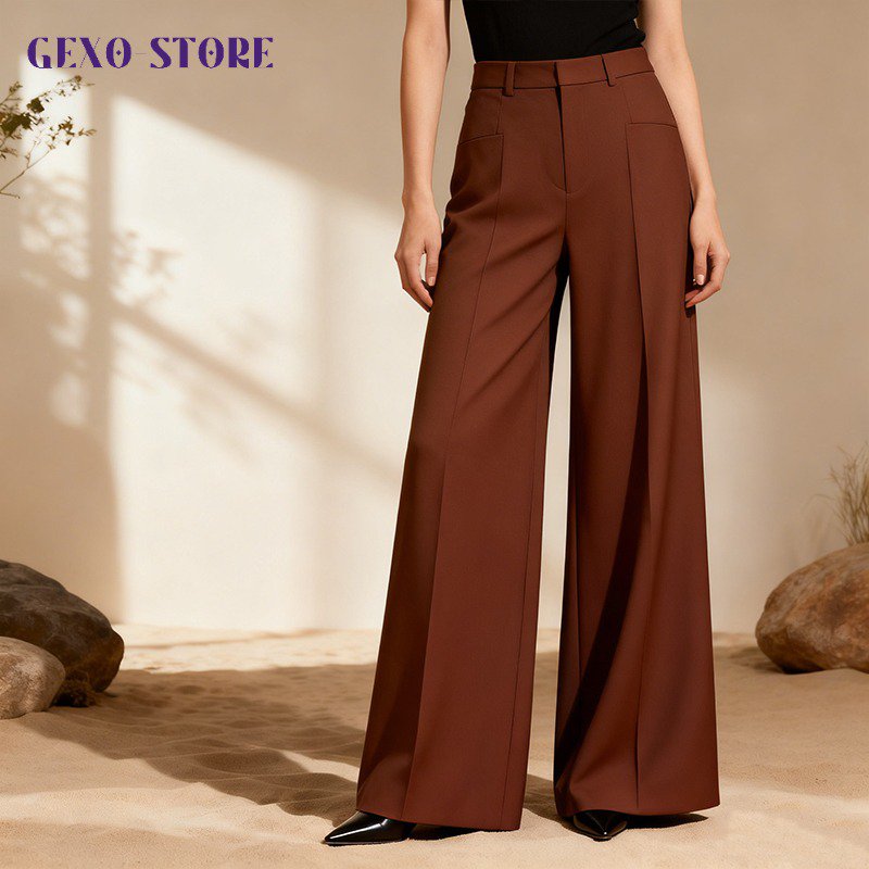 時尚百搭闊腿休閒褲正面展示