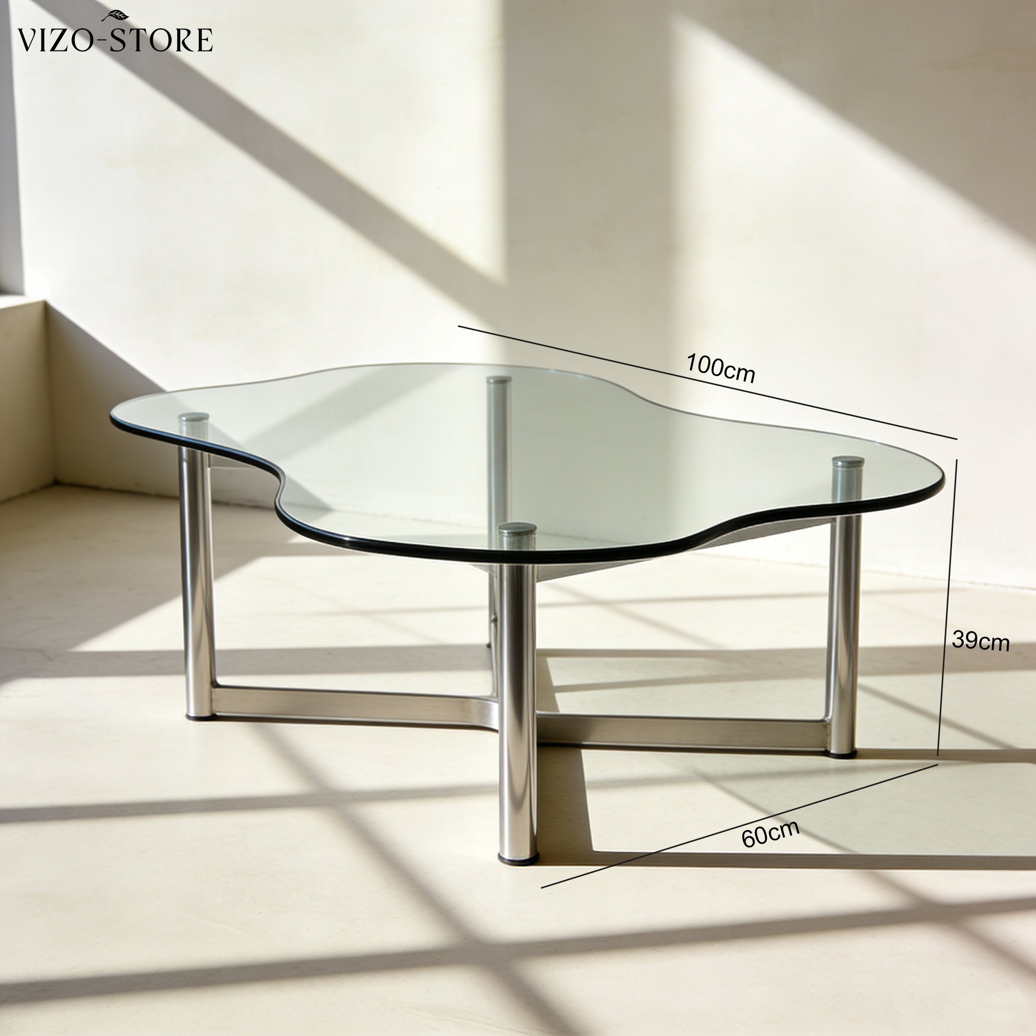 時尚設計玻璃茶几細節特寫