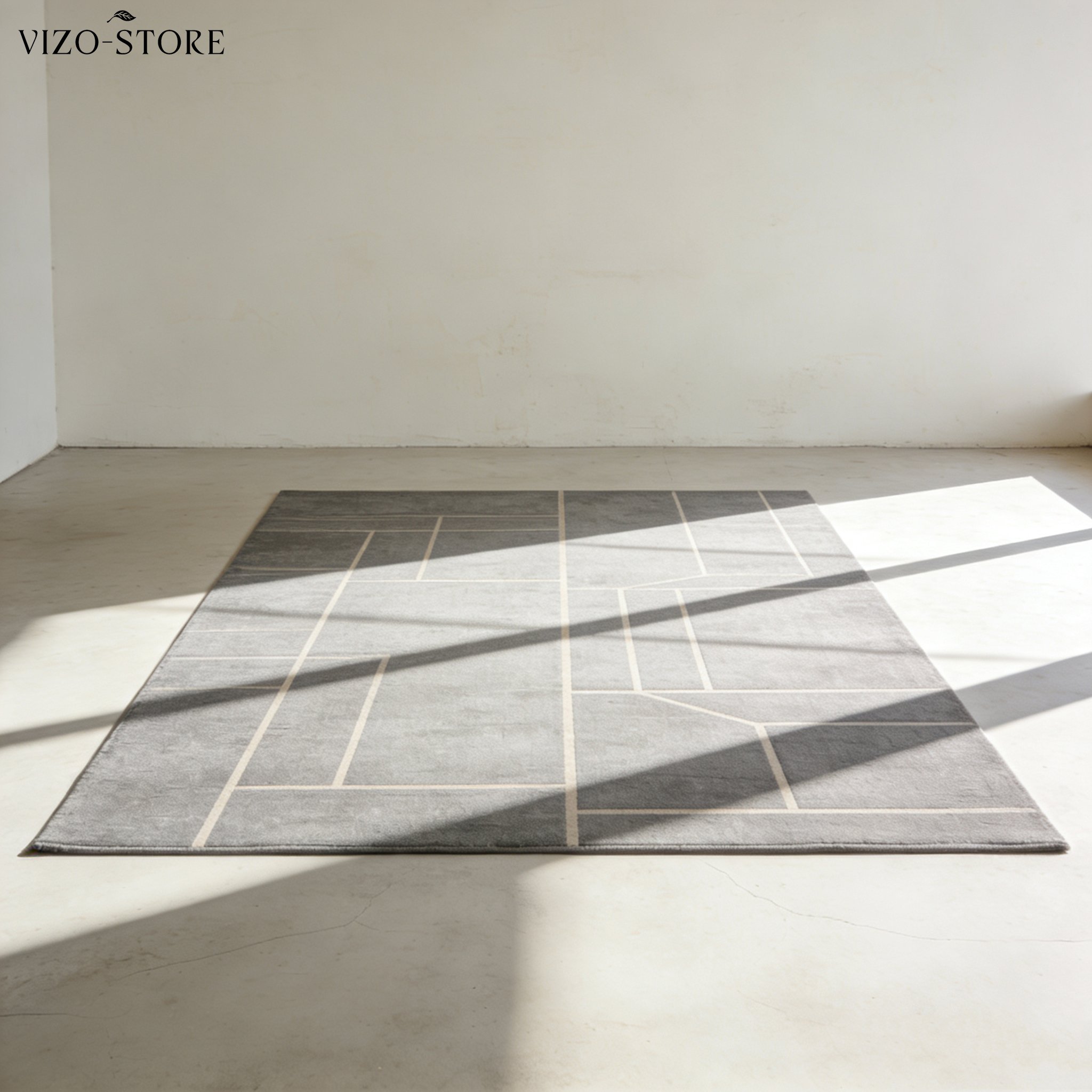 簡約幾何線條現代地毯客廳擺設效果圖