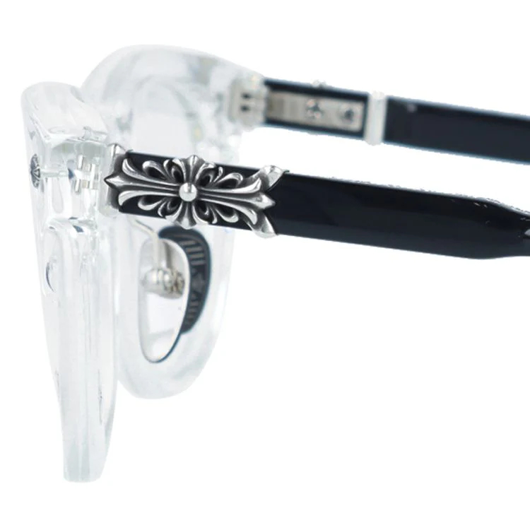 【Chrome Hearts】クロムハーツ メガネフレーム 伊達メガネ CHROME HEARTS RODSICLE CRYS-BK 51サイズ フローラル ボストン型 ユニセックス メンズ レディース