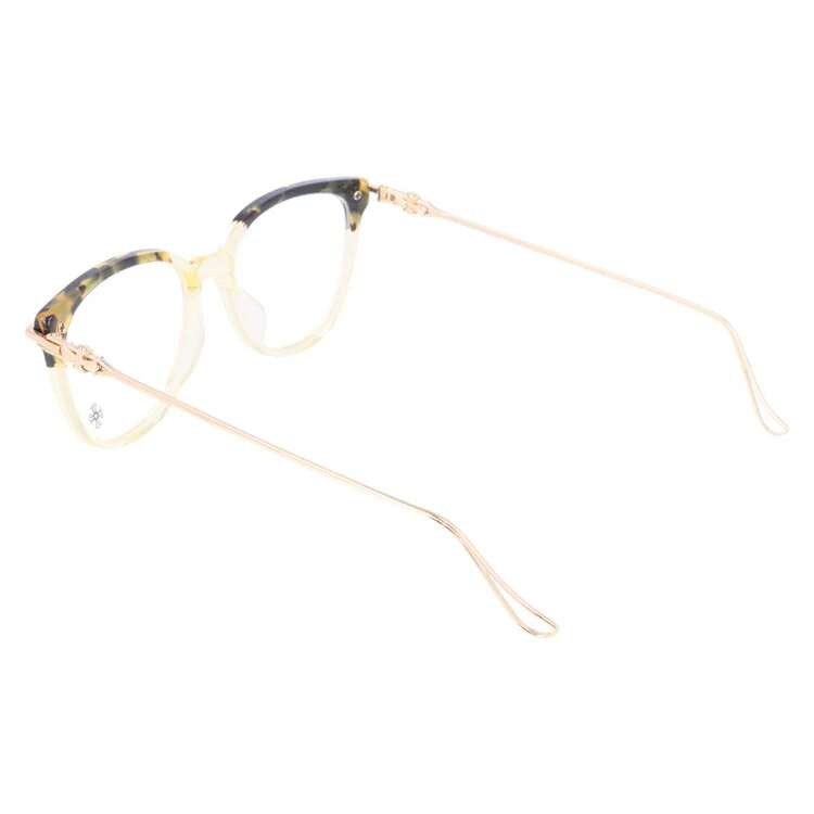 クロムハーツ メガネ 度付き 度なし 伊達メガネ 眼鏡 メガネフレーム CHROME HEARTS レギュラーフィット THOT HOT/PA-GP Hollywood Tortoise/Pale Ale-Gold Plated 52サイズ ウェリントン型 日本製 黄金色 ユニセックス メンズ レディース 紫外線 UVカット