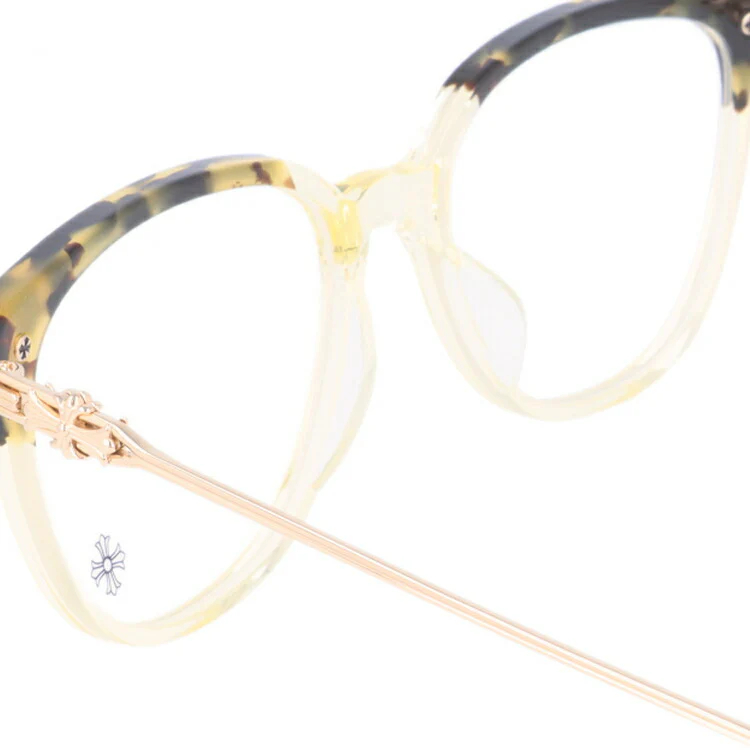 クロムハーツ メガネ 度付き 度なし 伊達メガネ 眼鏡 メガネフレーム CHROME HEARTS レギュラーフィット THOT HOT/PA-GP Hollywood Tortoise/Pale Ale-Gold Plated 52サイズ ウェリントン型 日本製 黄金色 ユニセックス メンズ レディース 紫外線 UVカット