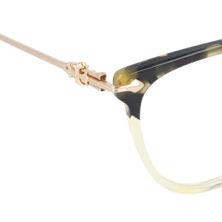 クロムハーツ メガネ 度付き 度なし 伊達メガネ 眼鏡 メガネフレーム CHROME HEARTS レギュラーフィット THOT HOT/PA-GP Hollywood Tortoise/Pale Ale-Gold Plated 52サイズ ウェリントン型 日本製 黄金色 ユニセックス メンズ レディース 紫外線 UVカット