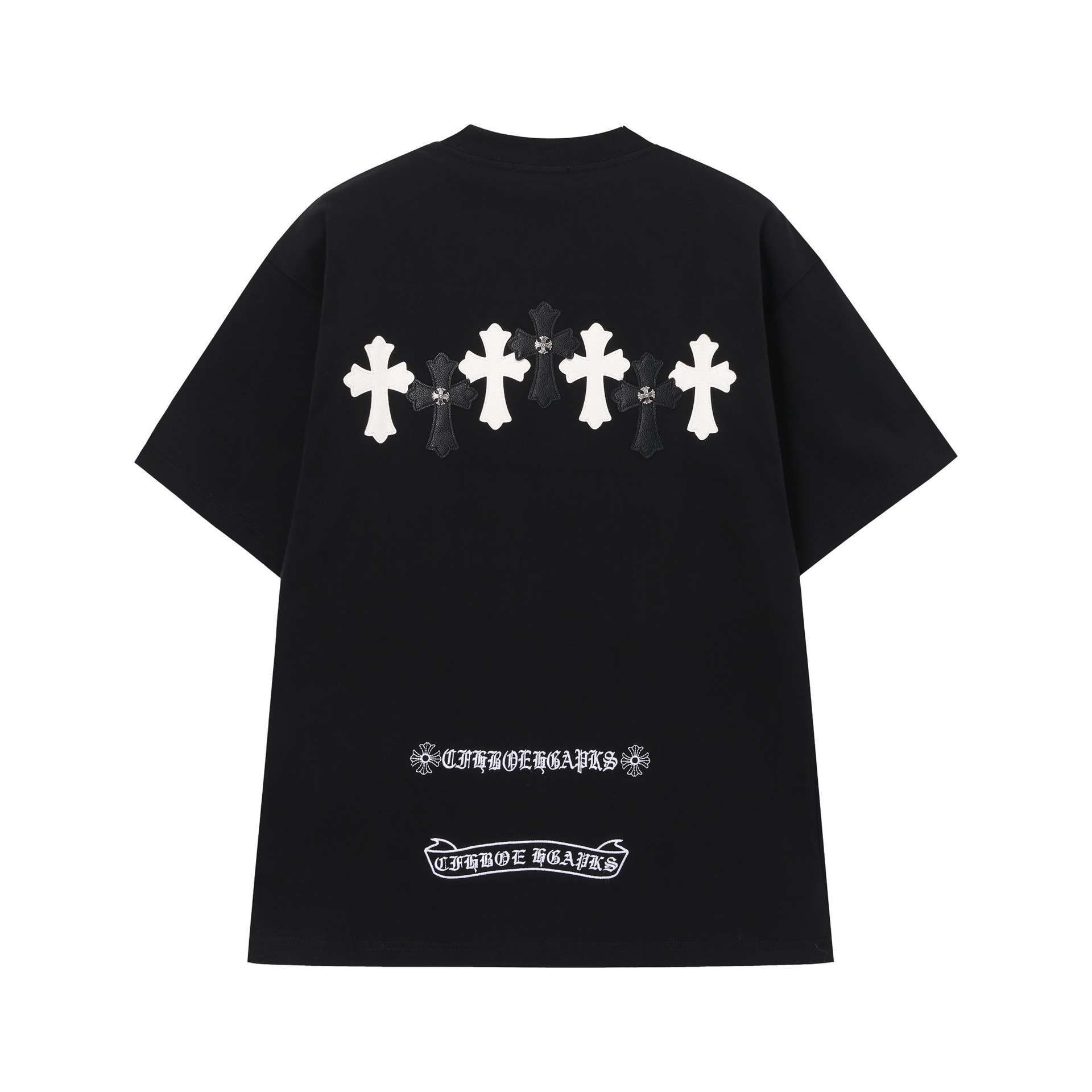 クロムハーツ 半袖Tシャツ メンズ 厚手コットン クロス＆レタリング