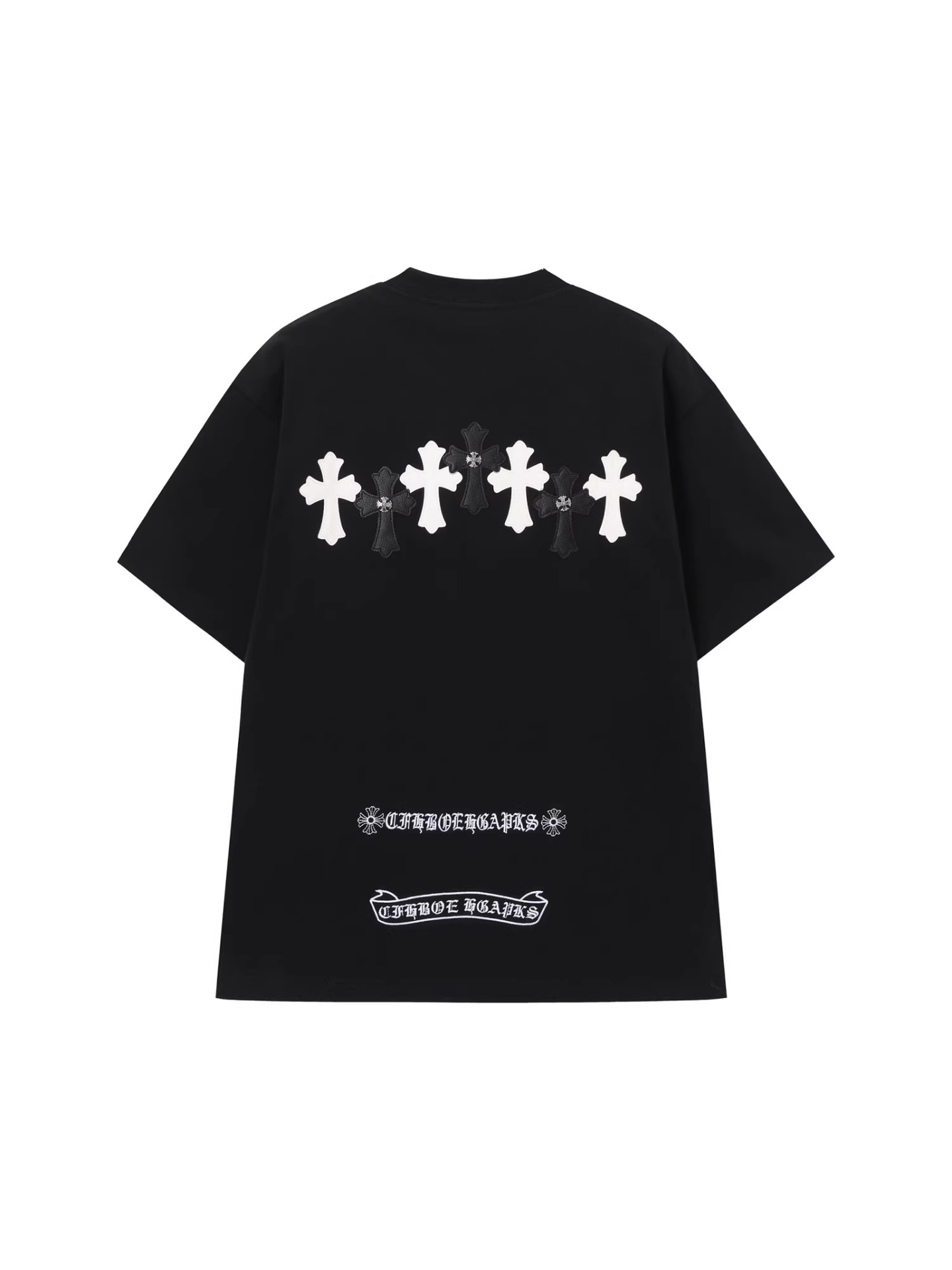 クロムハーツ 半袖Tシャツ メンズ 厚手コットン クロス＆レタリング