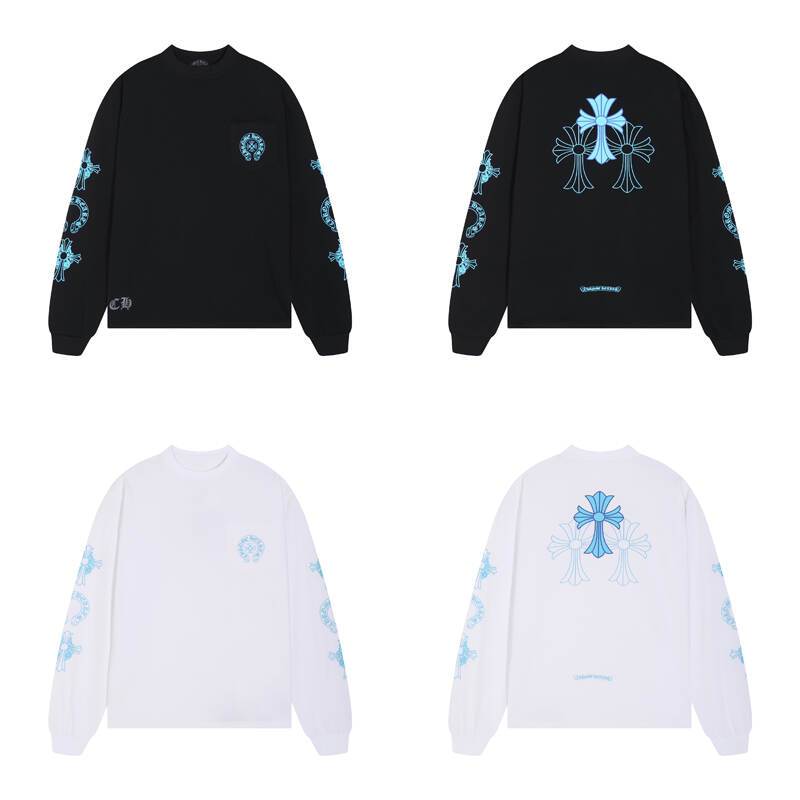 chrome hearts スウェット　ロングTシャツ　S CHROME HEARTS】マルチカラー クロス ロングスリーブ ホワイト