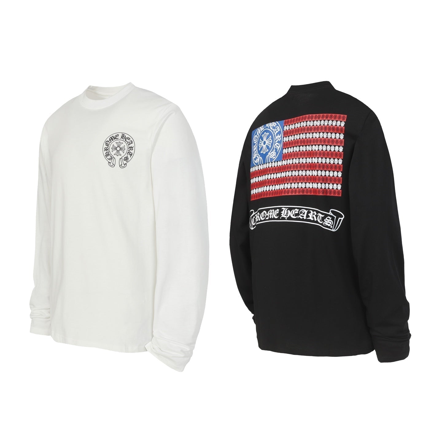CHROME HEARTS】マルチカラークロスロングスリーブホワイト– クロム