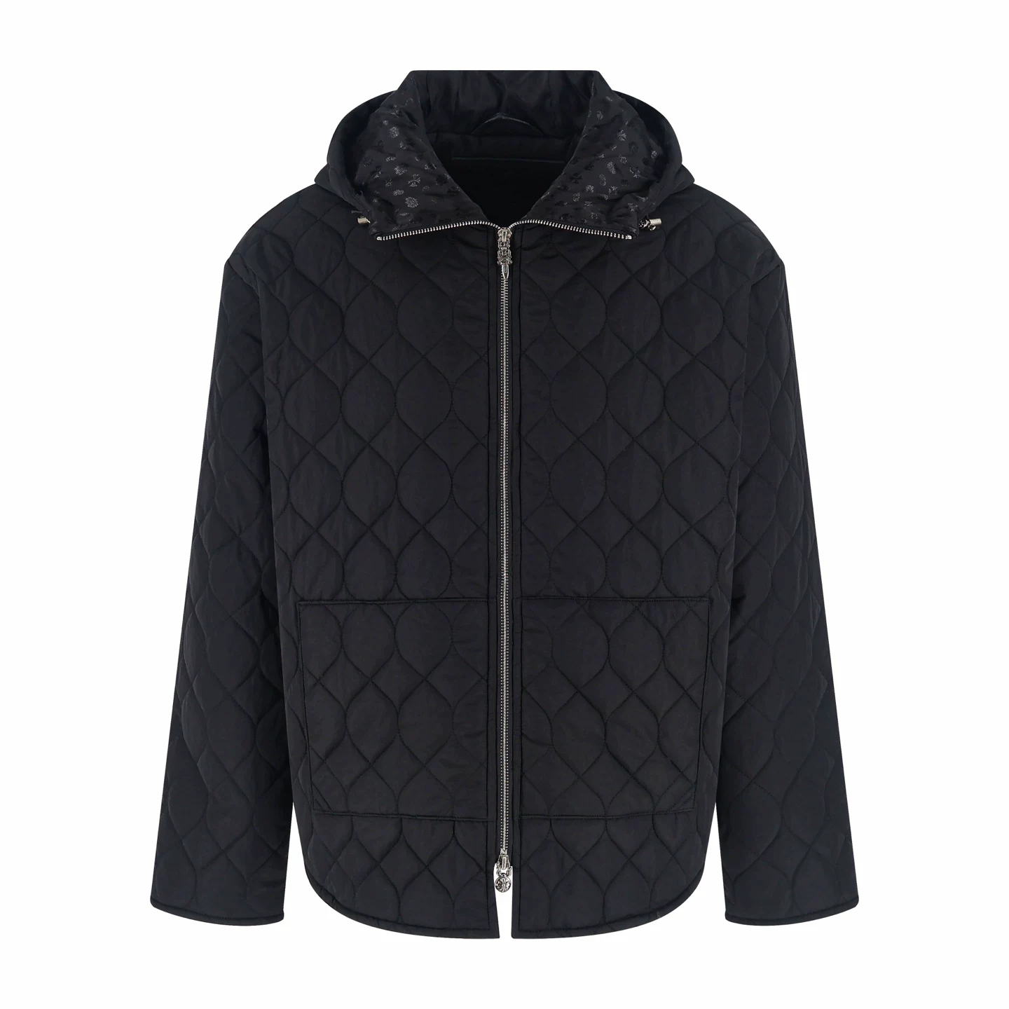 Chrome Hearts クロムハーツ  ブラック ウェーブ キルティング フーデッド 中綿ジャケット アウター