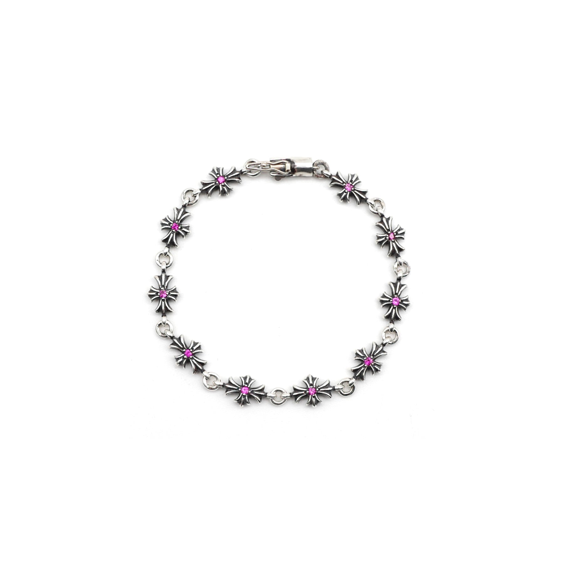 CHROME HEARTS タイニー E シルバー ピンクダイヤモンド クロス ブレスレット