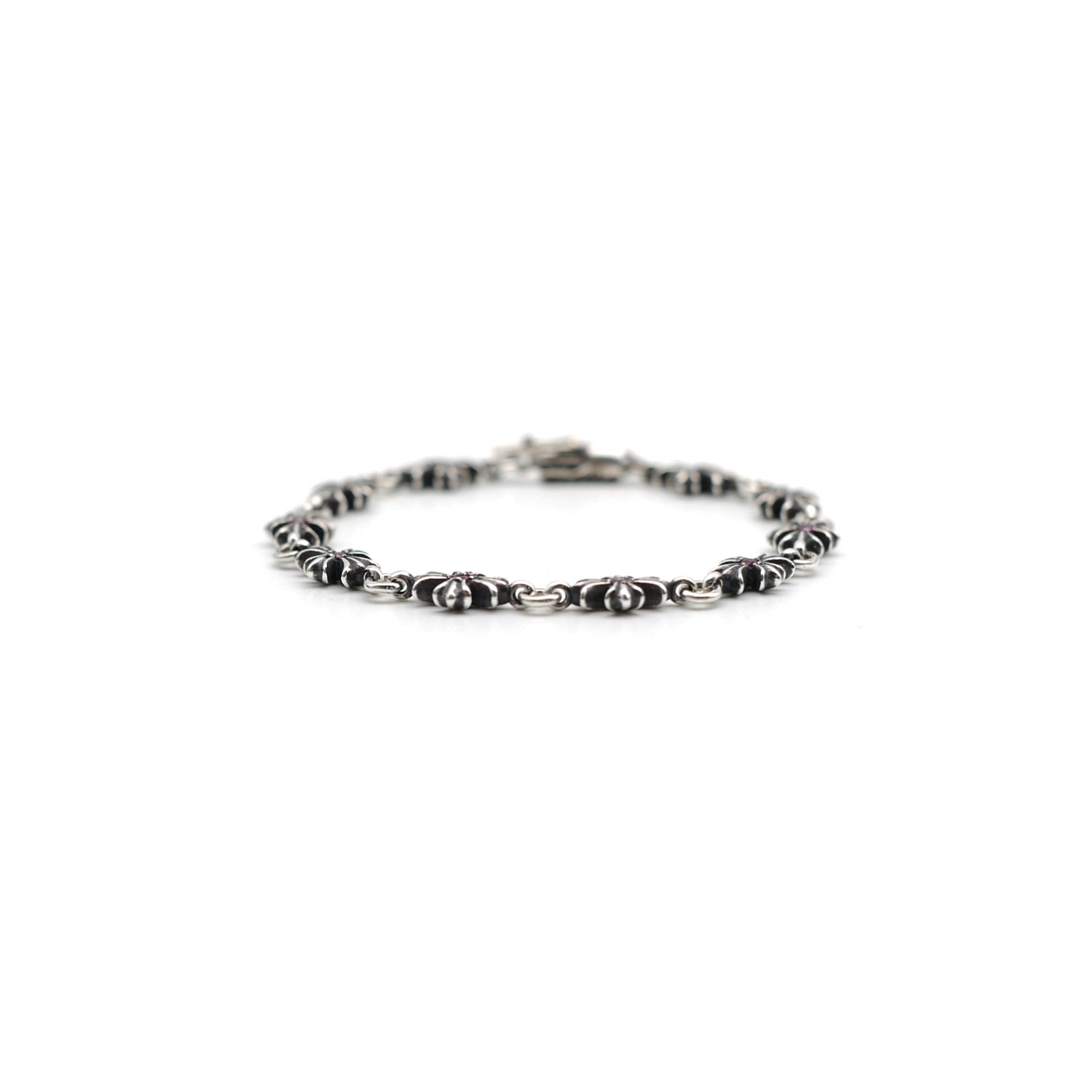 CHROME HEARTS タイニー E シルバー ピンクダイヤモンド クロス ブレスレット