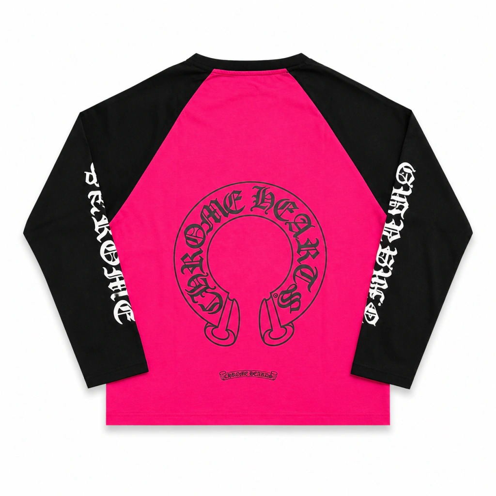Chrome Hearts Tシャツ クルーネック 長袖 コットン オレンジ 