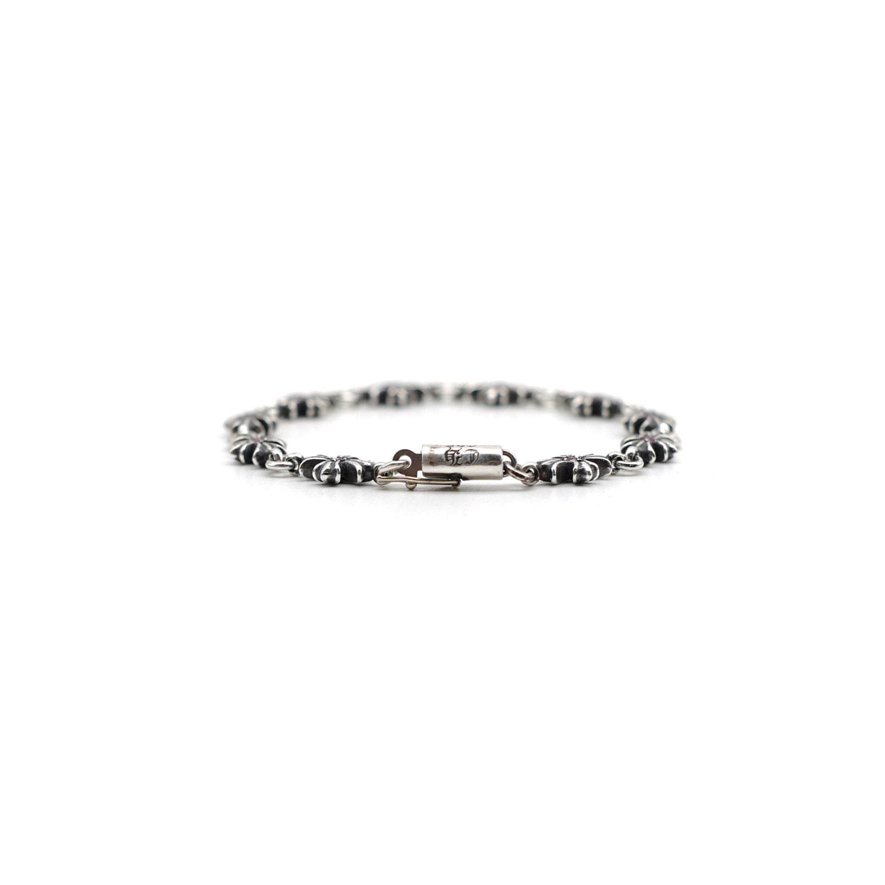 CHROME HEARTS タイニー E シルバー ピンクダイヤモンド クロス ブレスレット
