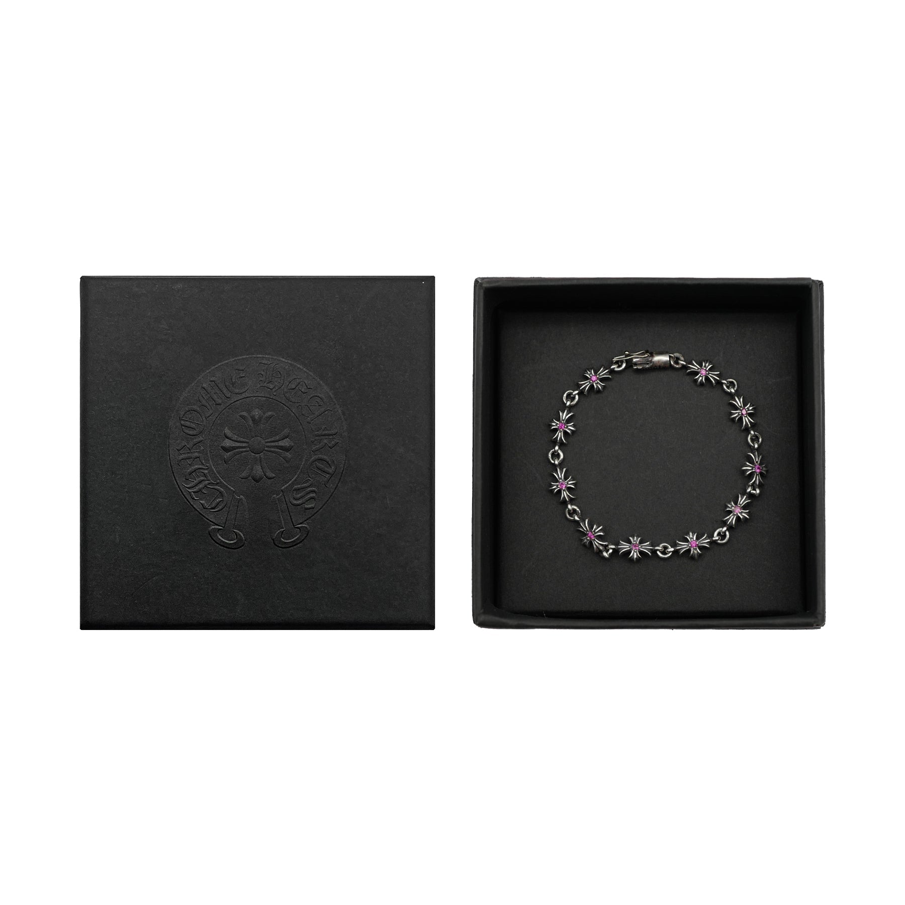 CHROME HEARTS タイニー E シルバー ピンクダイヤモンド クロス ブレスレット