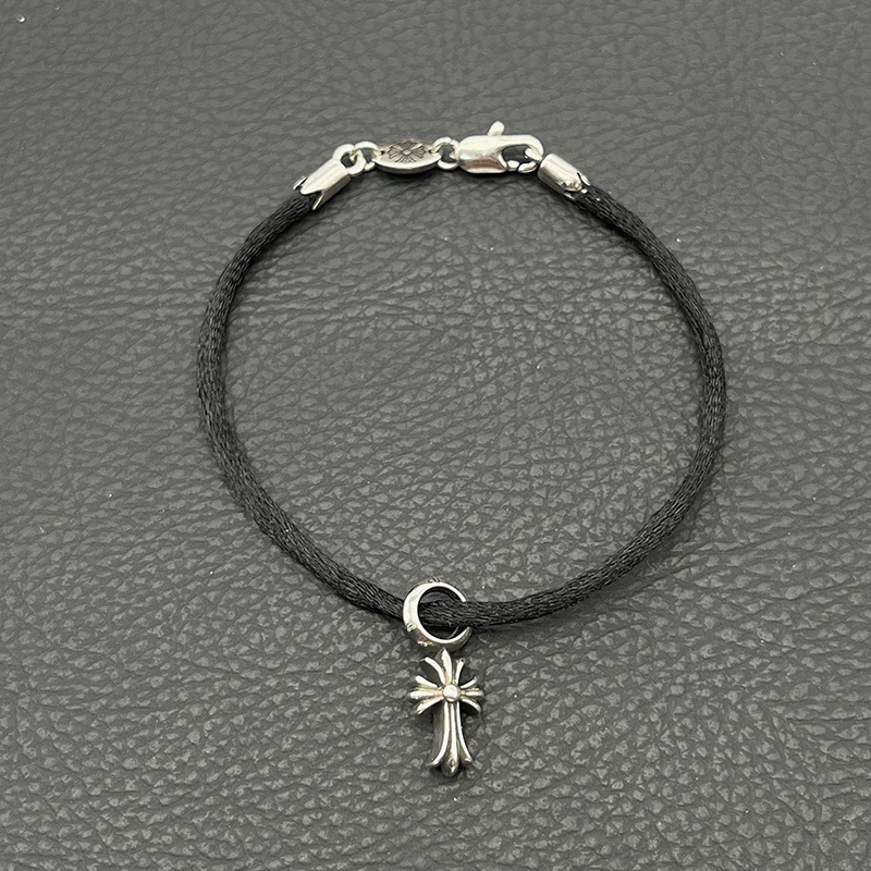 CHROME HEARTS クロムハーツ クロムハーツ KZブレスレット レザーブレス｜925シルバー/サテン紐