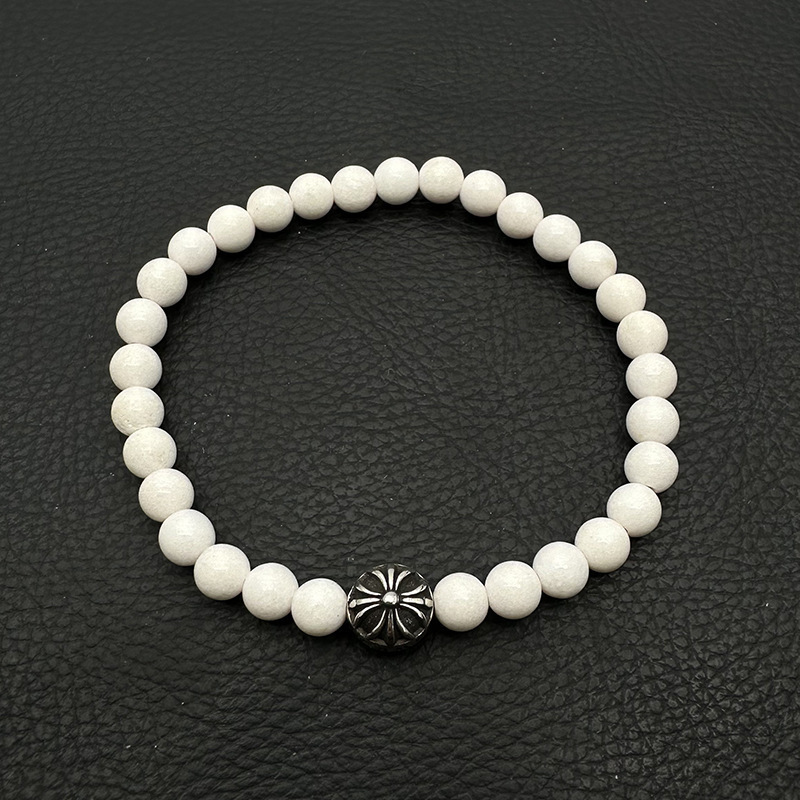 Chrome Hearts -クロムハーツ ブレスレット 男女兼用 十字架 黒曜石 ターコイズ 6mm