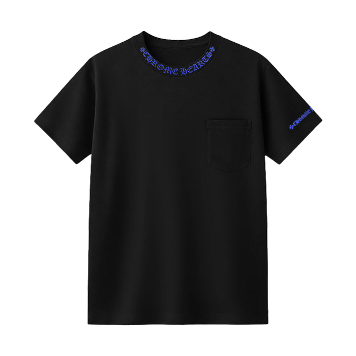 CHROME HEARTS / クロムハーツ ブルー ネック ロゴ プリント Tシャツ