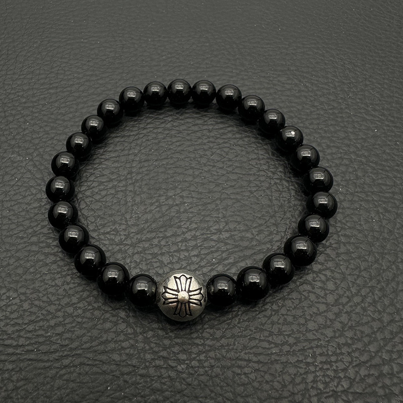 Chrome Hearts -クロムハーツ ブレスレット 男女兼用 十字架 黒曜石 ターコイズ 6mm