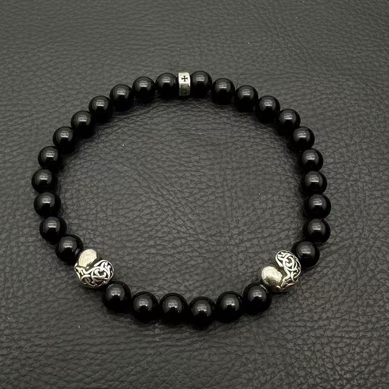 Chrome Hearts -クロムハーツ ブレスレット 男女兼用 十字架 黒曜石 ターコイズ 6mm