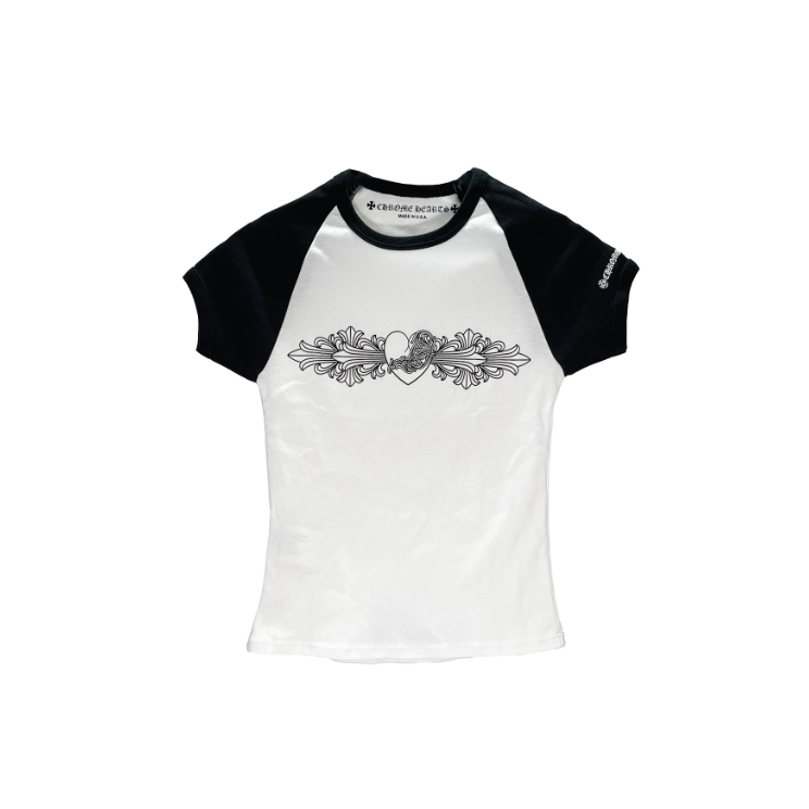CHROME HEARTS (クロムハーツ) バインロゴ ベビーシャツ Tシャツ レディース