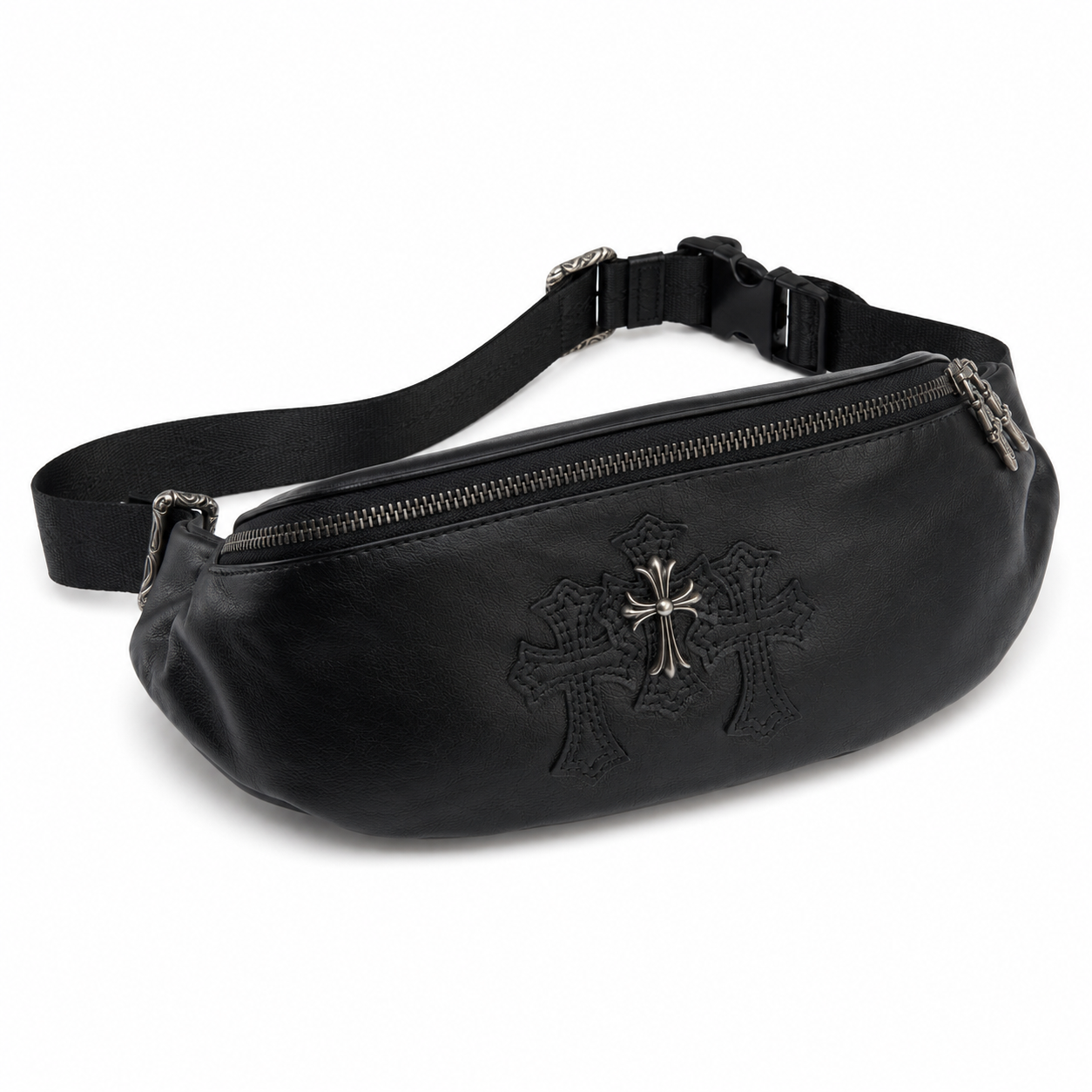 【Chrome Hearts】クロムハーツ チェストバッグ／ウェストバッグ – ゴシッククロスが際立つブラックレザー
