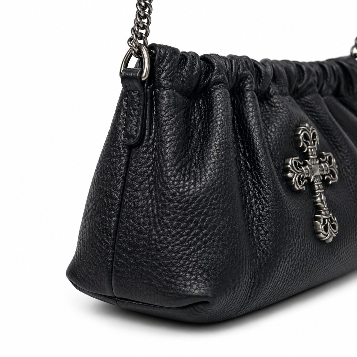 【Chrome Hearts】クロムハーツ クラウドバッグ チェーンショルダー – ゴシッククロス × ソフトギャザー