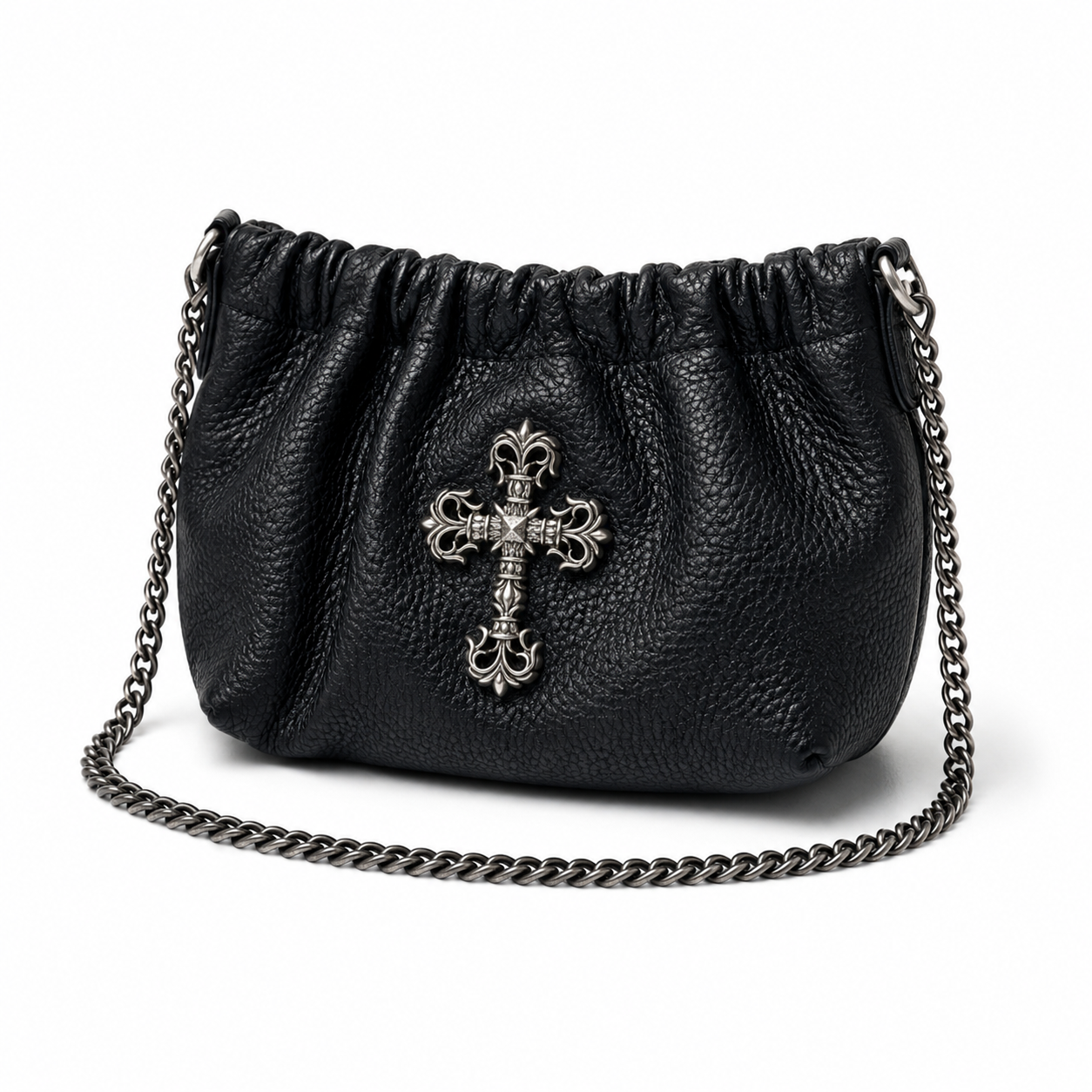 【Chrome Hearts】クロムハーツ クラウドバッグ チェーンショルダー – ゴシッククロス × ソフトギャザー