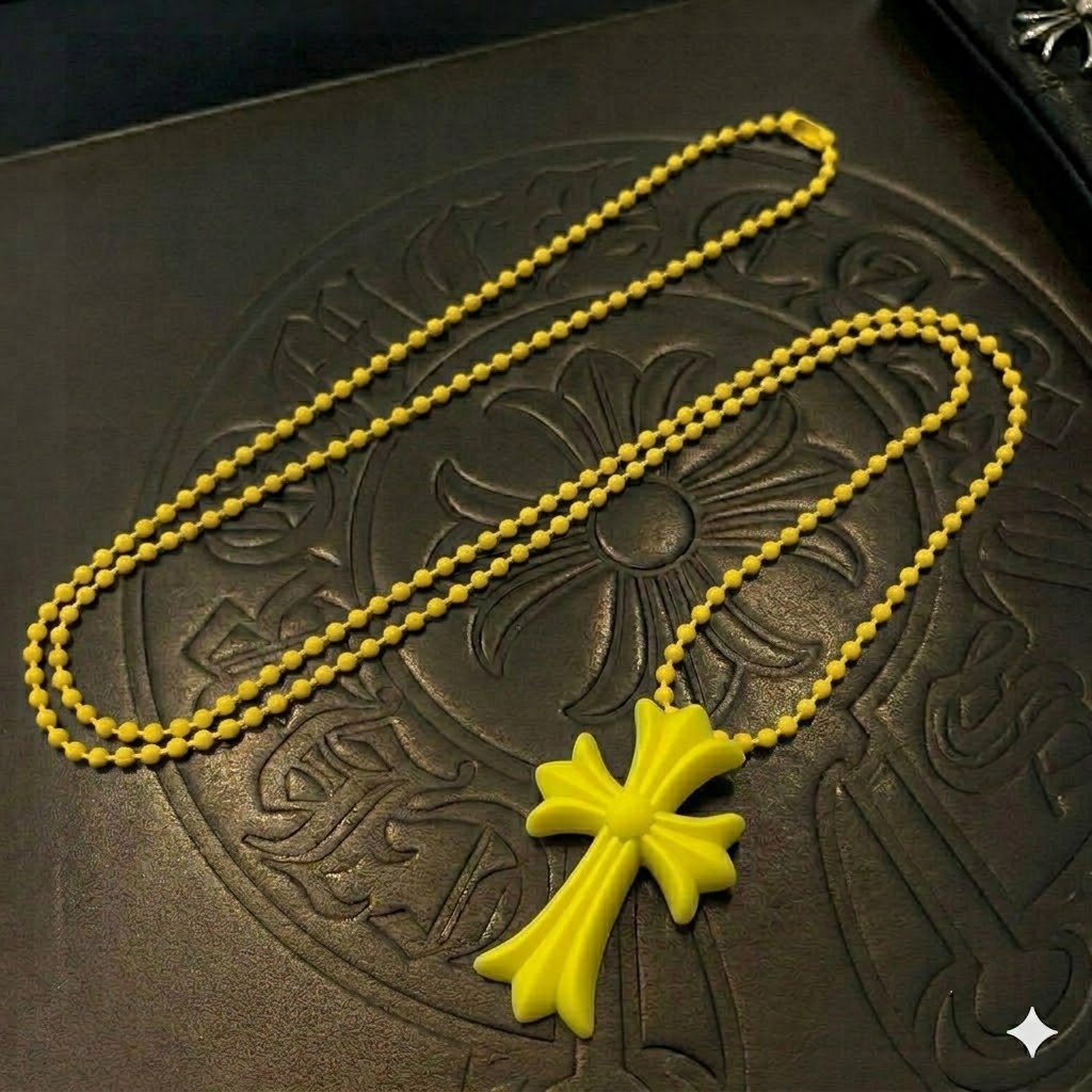 Chrome Hearts クロムハーツ CHクロス シリコンネックレス ボールチェーン ペンダント カラフル 男女兼用 軽量 ゴシック ストリート ファッションアクセサリー