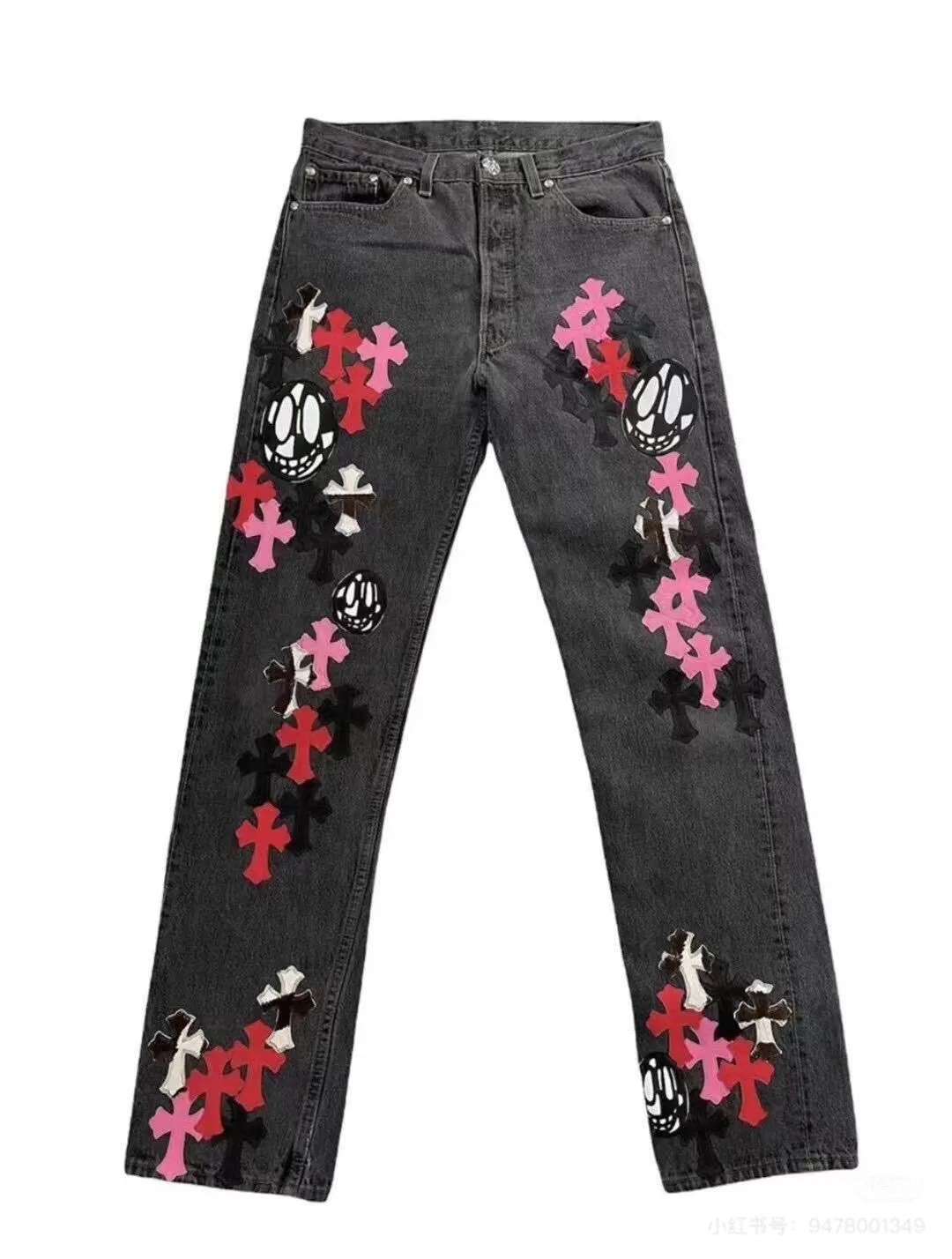 【Chrome Hearts】クロムハーツ カラークロスハッチ付きグレージーンズ