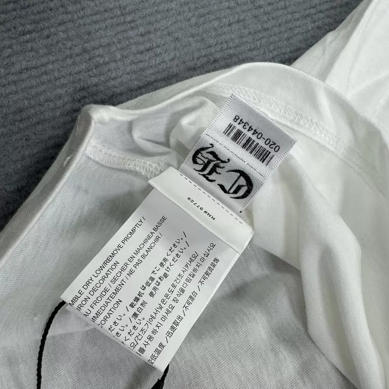 【クロムハーツ】Vネックプリント半袖Tシャツ レディース フィットシルエット キャミソールトップス ホワイト/ブラック
