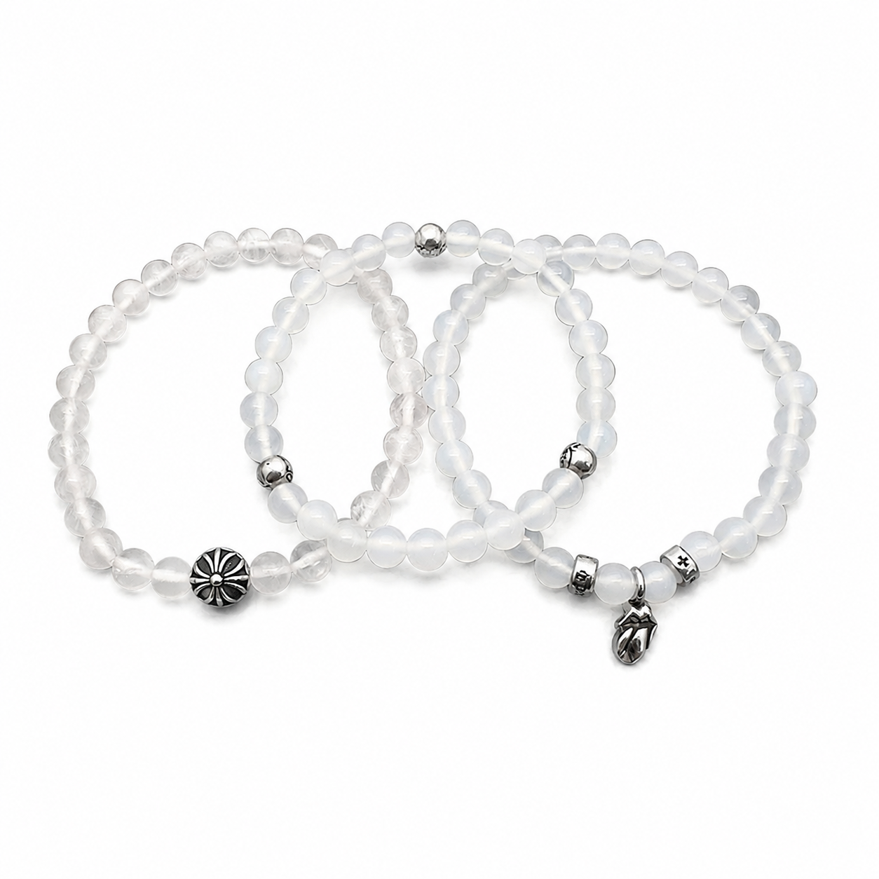 Chrome Hearts -クロムハーツ ブレスレット 男女兼用 十字架 黒曜石 ターコイズ 6mm