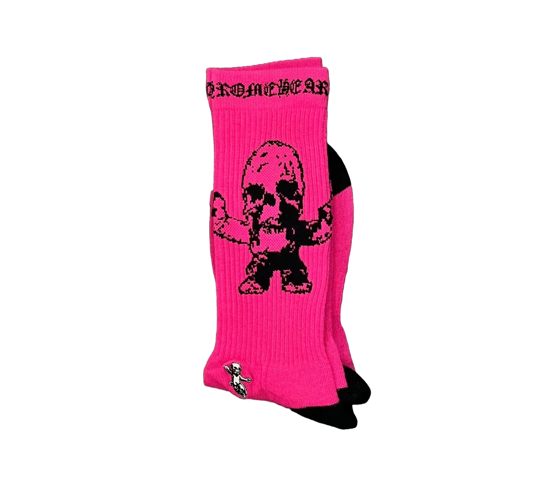 【Chrome Hearts x Matty Boy】クロムハーツ マティボーイ スカル クルーソックス 3色セット レッド/ピンク/ホワイト 