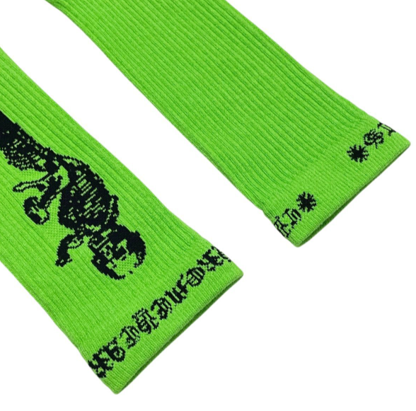 【Chrome Hearts x Matty Boy】クロムハーツ マティボーイ ロングスカル クルーソックス グリーン/レッド 