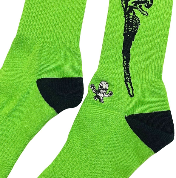 【Chrome Hearts x Matty Boy】クロムハーツ マティボーイ ロングスカル クルーソックス グリーン/レッド 