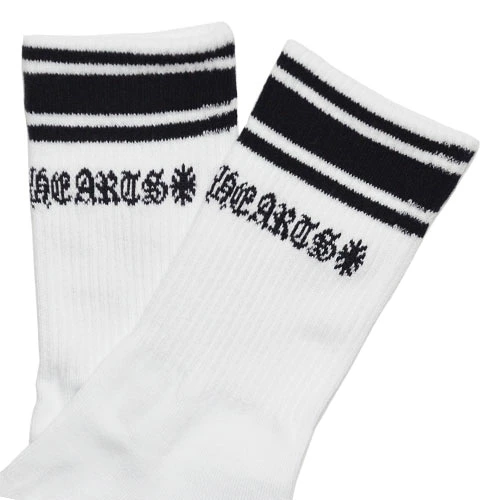 【Chrome Hearts】クロムハーツ ダブルライン クルーソックス ホワイト ブラック/グリーン 